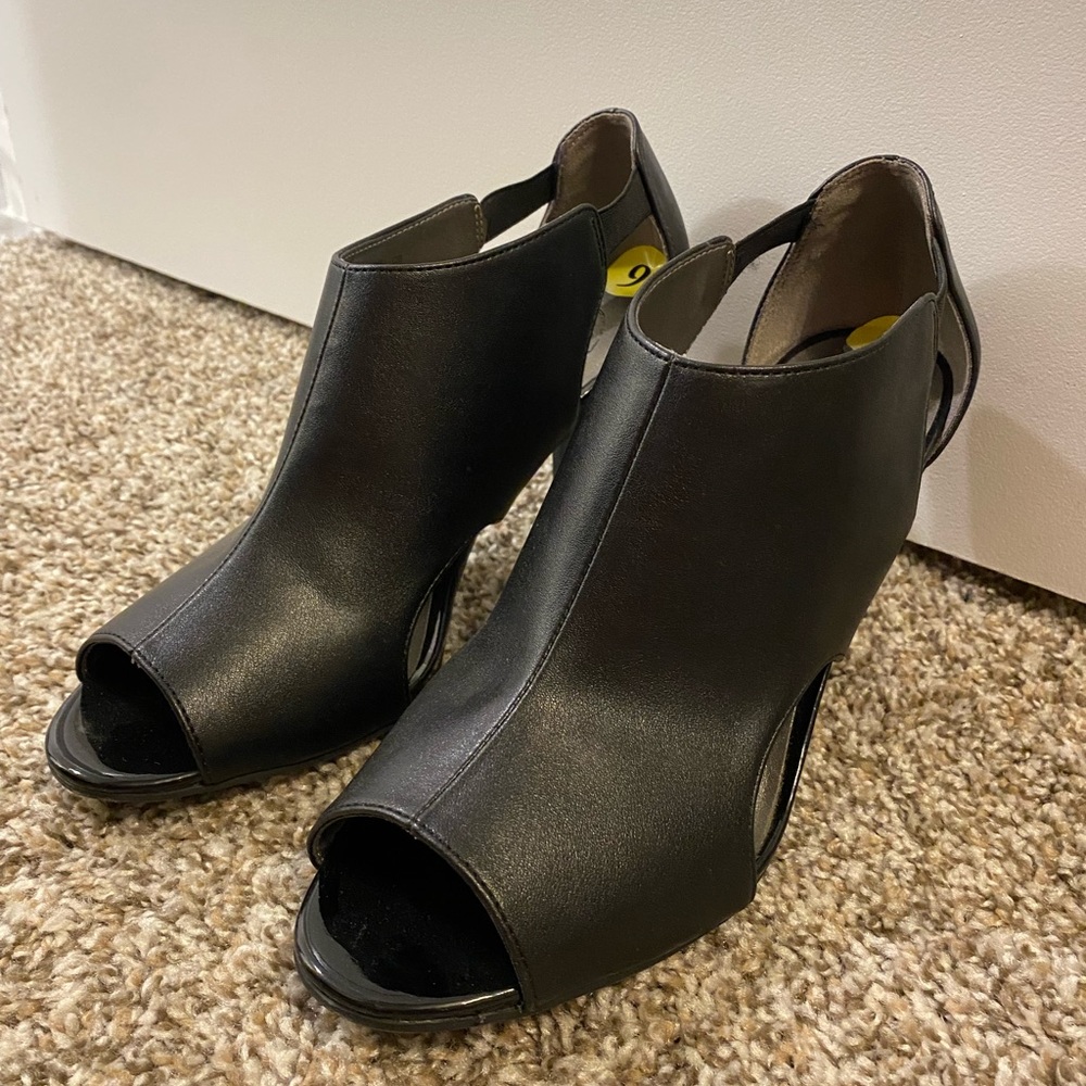 Black leather heels